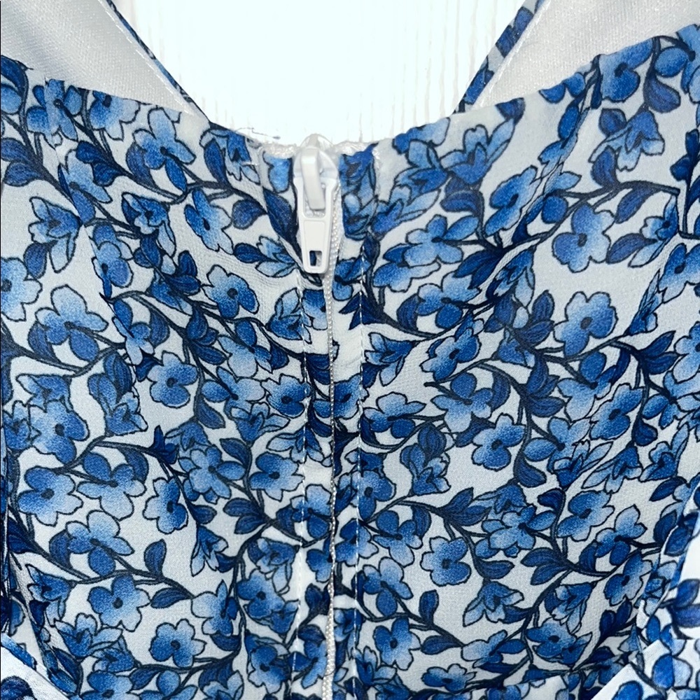 B Darlin Blue and White Floral Ruffled Mini Dress NWOT - Picture 8 of 9
